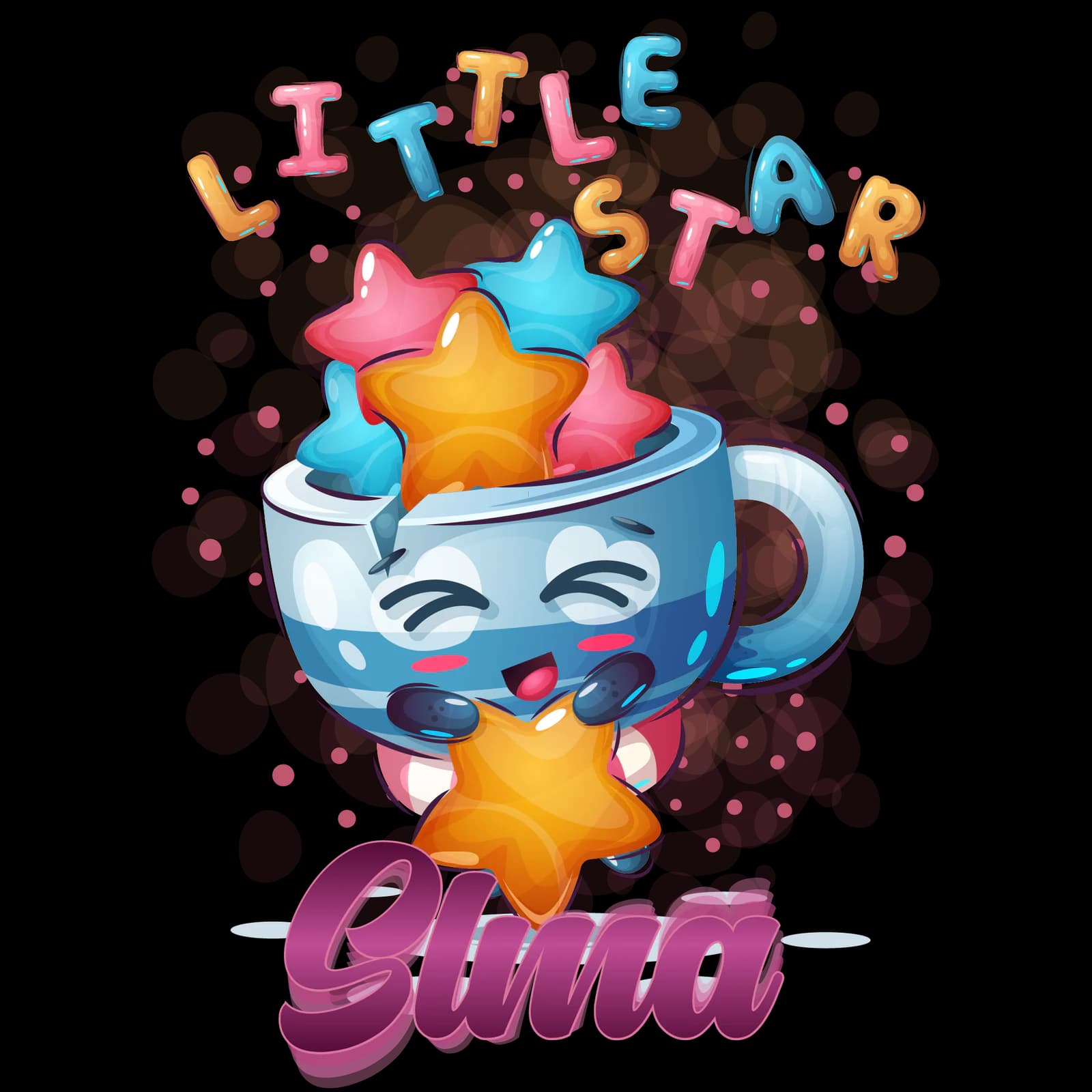 ملصق اسم باب غرفة الأطفال Little Star
