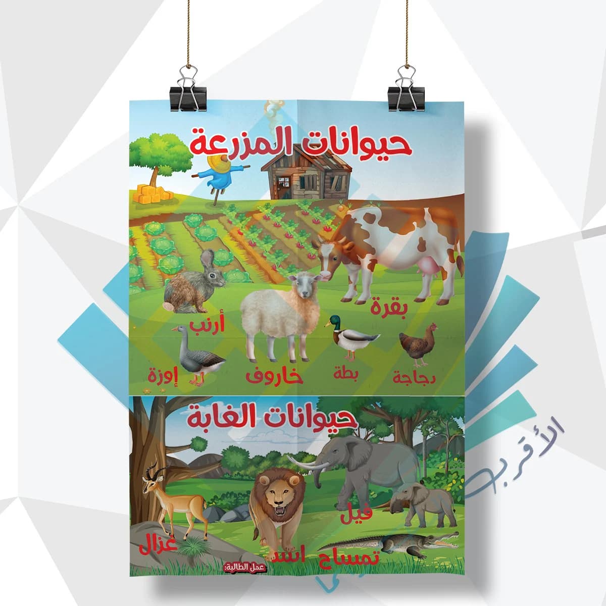 لوحة مدرسية عن حيوانات المزرعة