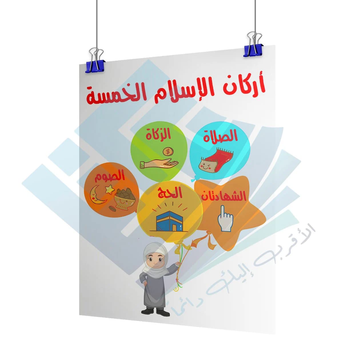 لوحة مدرسية عن اركان الاسلام
