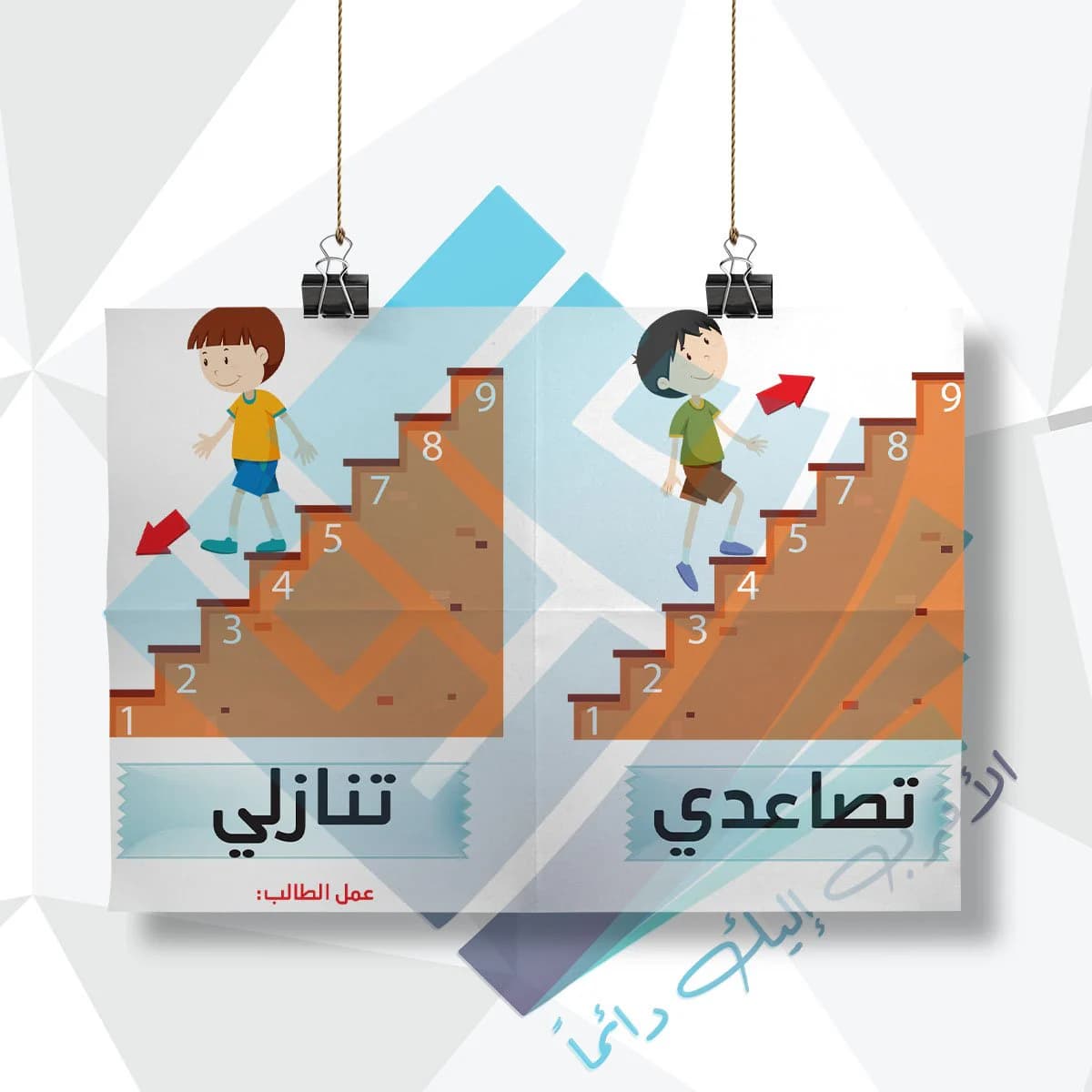 لوحة مدرسية عن التصاعدي والتنازلي