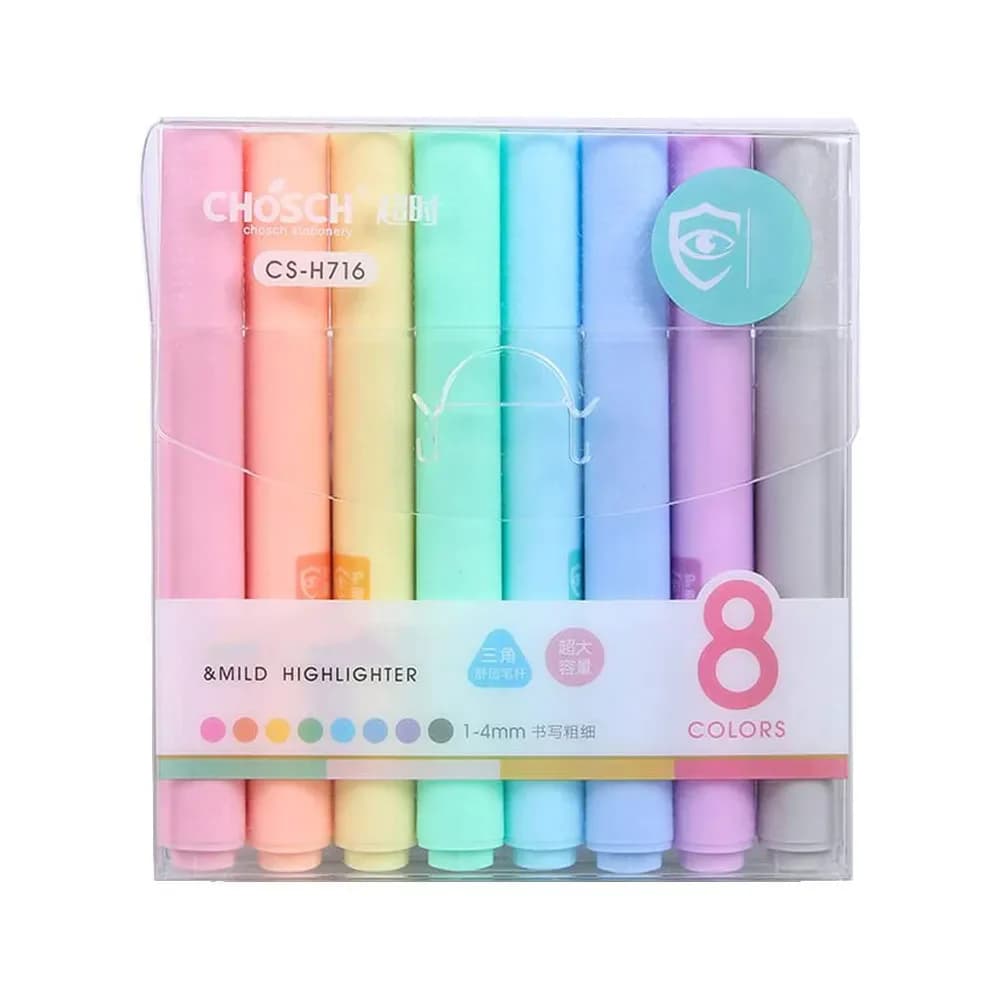 طقم اقلام تأشير باستيل عدد 8   CHOSCH Pastel Highlighters Set 8 pcs