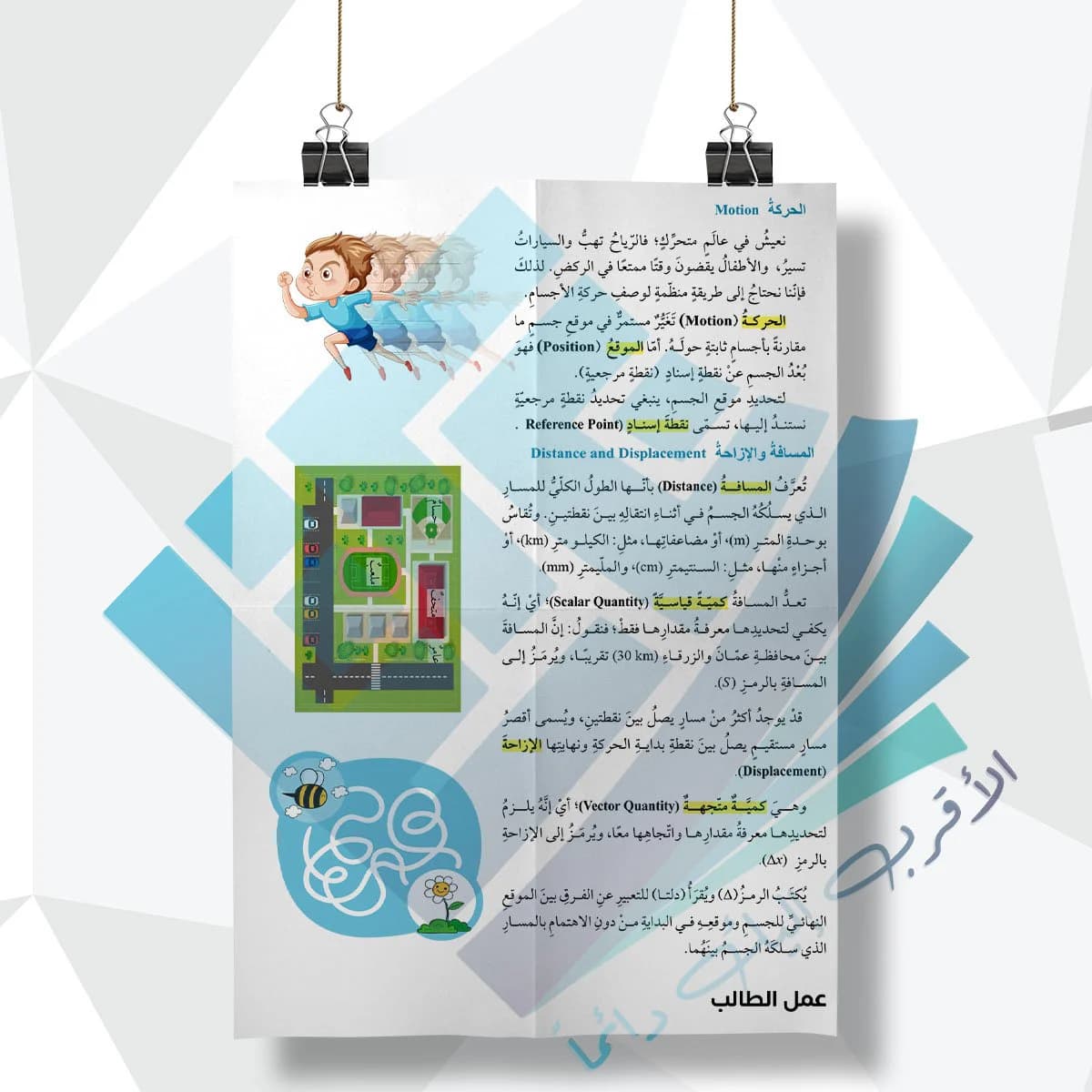 لوحة مدرسية عن الحركة