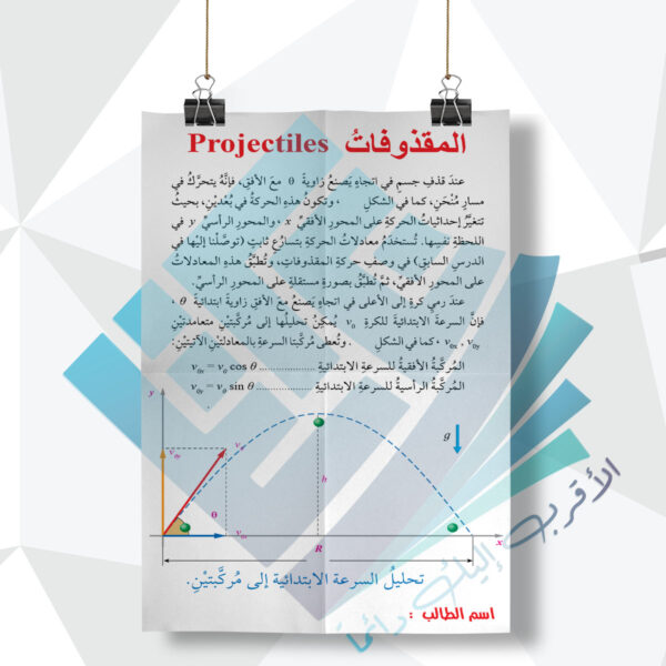 لوحة مدرسية عن المقذوفات